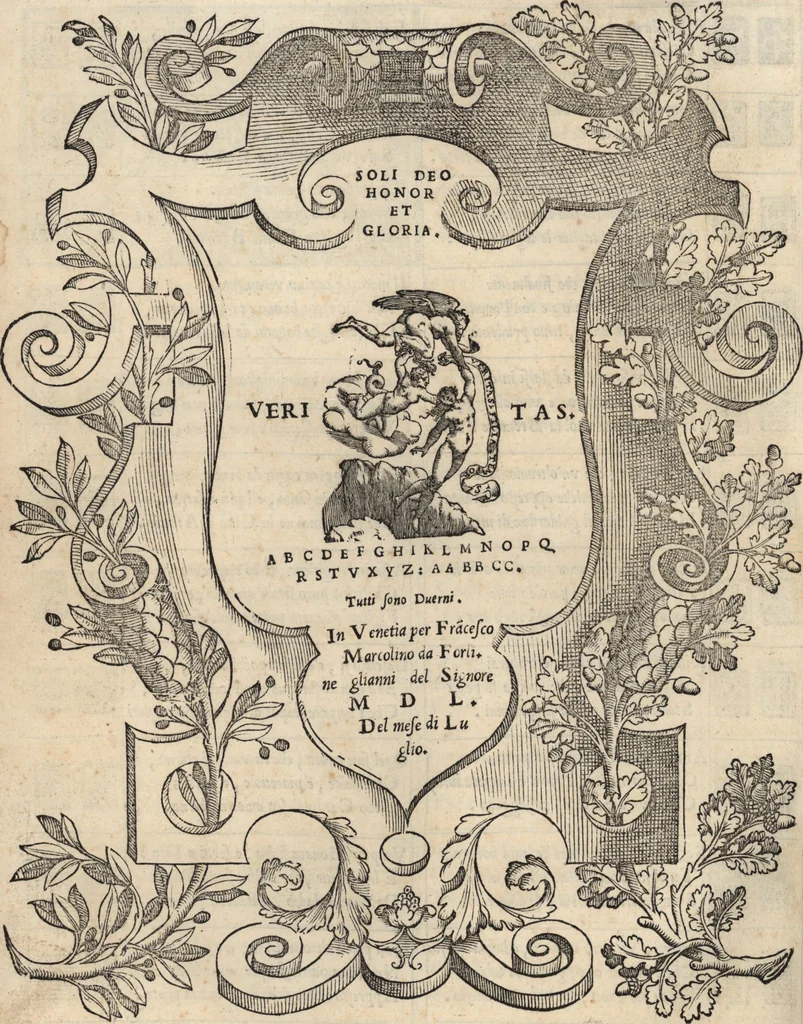 An illustration from Le ingeniose sorti, composte per Francesco Marcolini da Forli : intitulate Giardino di pensieri, 1550, leaf 213