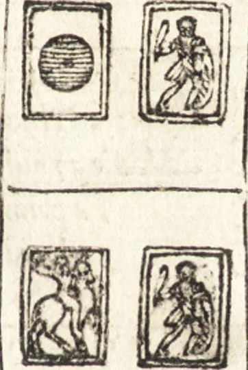 An illustration from Le ingeniose sorti, composte per Francesco Marcolini da Forli : intitulate Giardino di pensieri, 1550, leaf 58