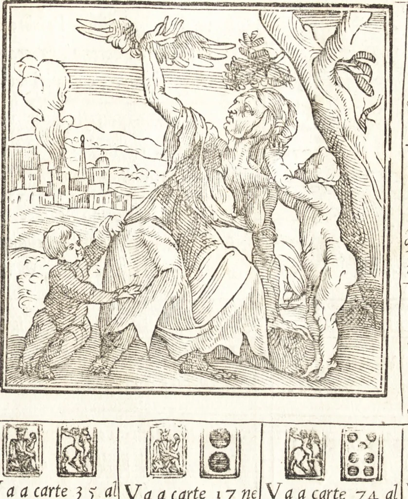 An illustration from Le ingeniose sorti, composte per Francesco Marcolini da Forli : intitulate Giardino di pensieri, 1550, leaf 68