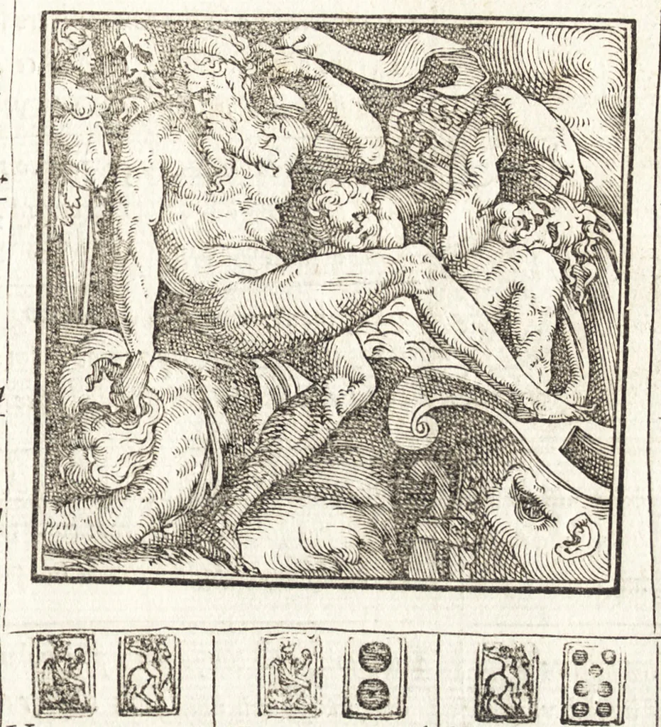An illustration from Le ingeniose sorti, composte per Francesco Marcolini da Forli : intitulate Giardino di pensieri, 1550, leaf 72
