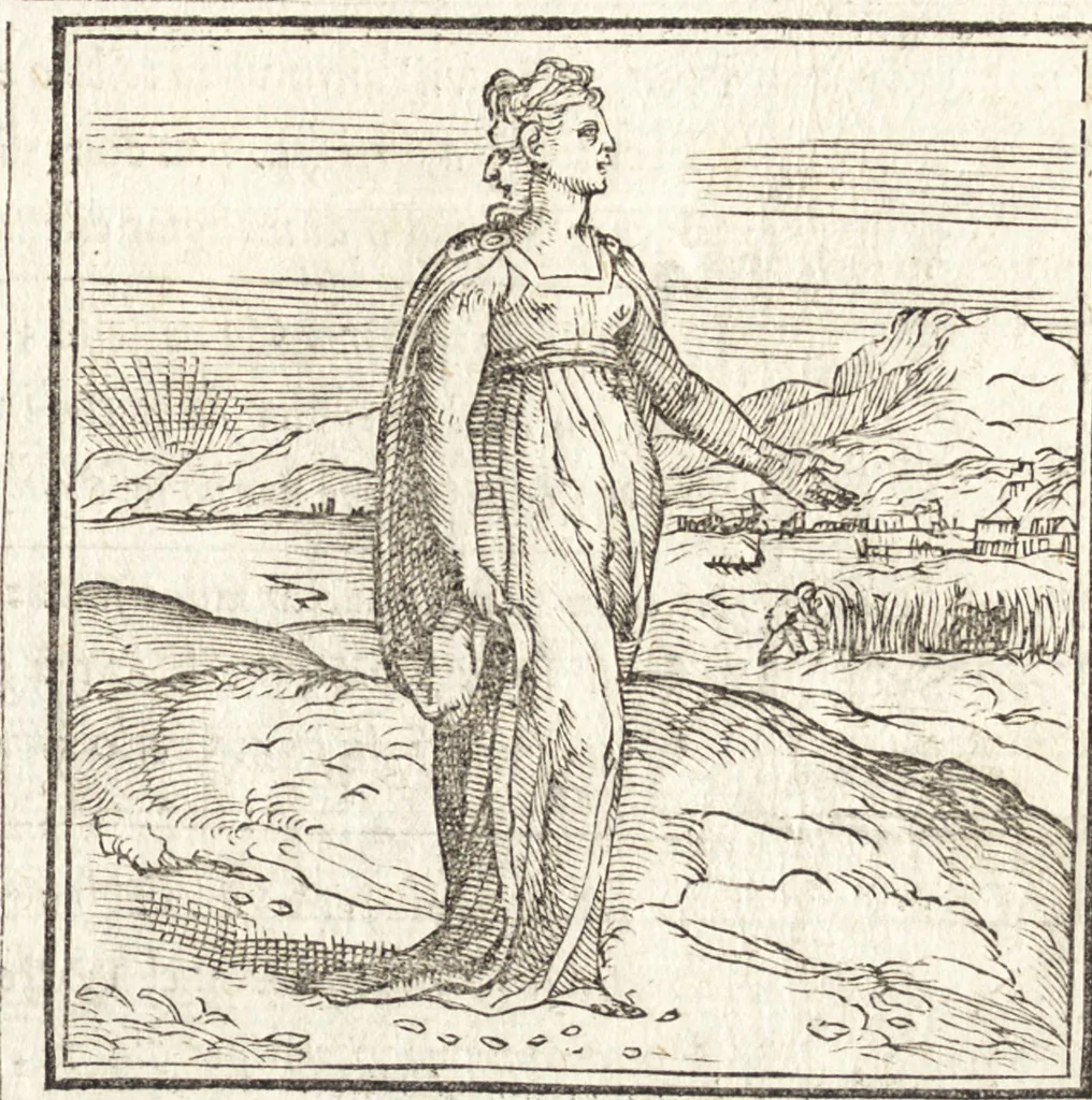 An illustration from Le ingeniose sorti, composte per Francesco Marcolini da Forli : intitulate Giardino di pensieri, 1550, leaf 76