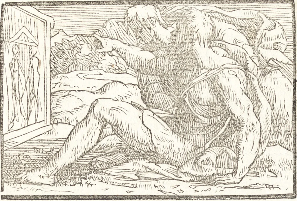 An illustration from Le ingeniose sorti, composte per Francesco Marcolini da Forli : intitulate Giardino di pensieri, 1550, leaf 93