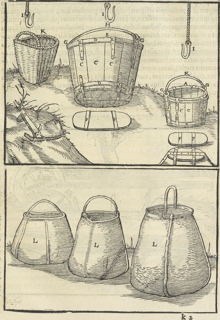 An illustration from Georgii Agricolae De re metallica : libri XII. Quibus officia, instrumenta, machinae, ac omnia deni[que] ad metallicam spectantia, non modo luculentissimè describuntur, sed & per effigies, suis locis infertas, adiunctis latinis, germanicis [que] appellationibus ita ob oculos ponuntur, ut clarius tradi non possint. ; Eiusdem De animantibus subterraneis liber,, 1556, leaf 130