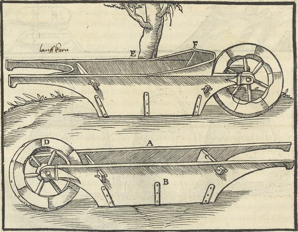 An illustration from Georgii Agricolae De re metallica : libri XII. Quibus officia, instrumenta, machinae, ac omnia deni[que] ad metallicam spectantia, non modo luculentissimè describuntur, sed & per effigies, suis locis infertas, adiunctis latinis, germanicis [que] appellationibus ita ob oculos ponuntur, ut clarius tradi non possint. ; Eiusdem De animantibus subterraneis liber,, 1556, leaf 131