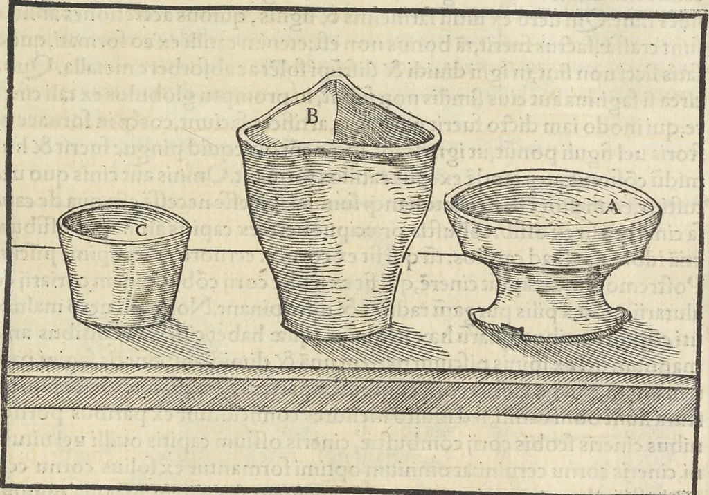 An illustration from Georgii Agricolae De re metallica : libri XII. Quibus officia, instrumenta, machinae, ac omnia deni[que] ad metallicam spectantia, non modo luculentissimè describuntur, sed & per effigies, suis locis infertas, adiunctis latinis, germanicis [que] appellationibus ita ob oculos ponuntur, ut clarius tradi non possint. ; Eiusdem De animantibus subterraneis liber,, 1556, leaf 200