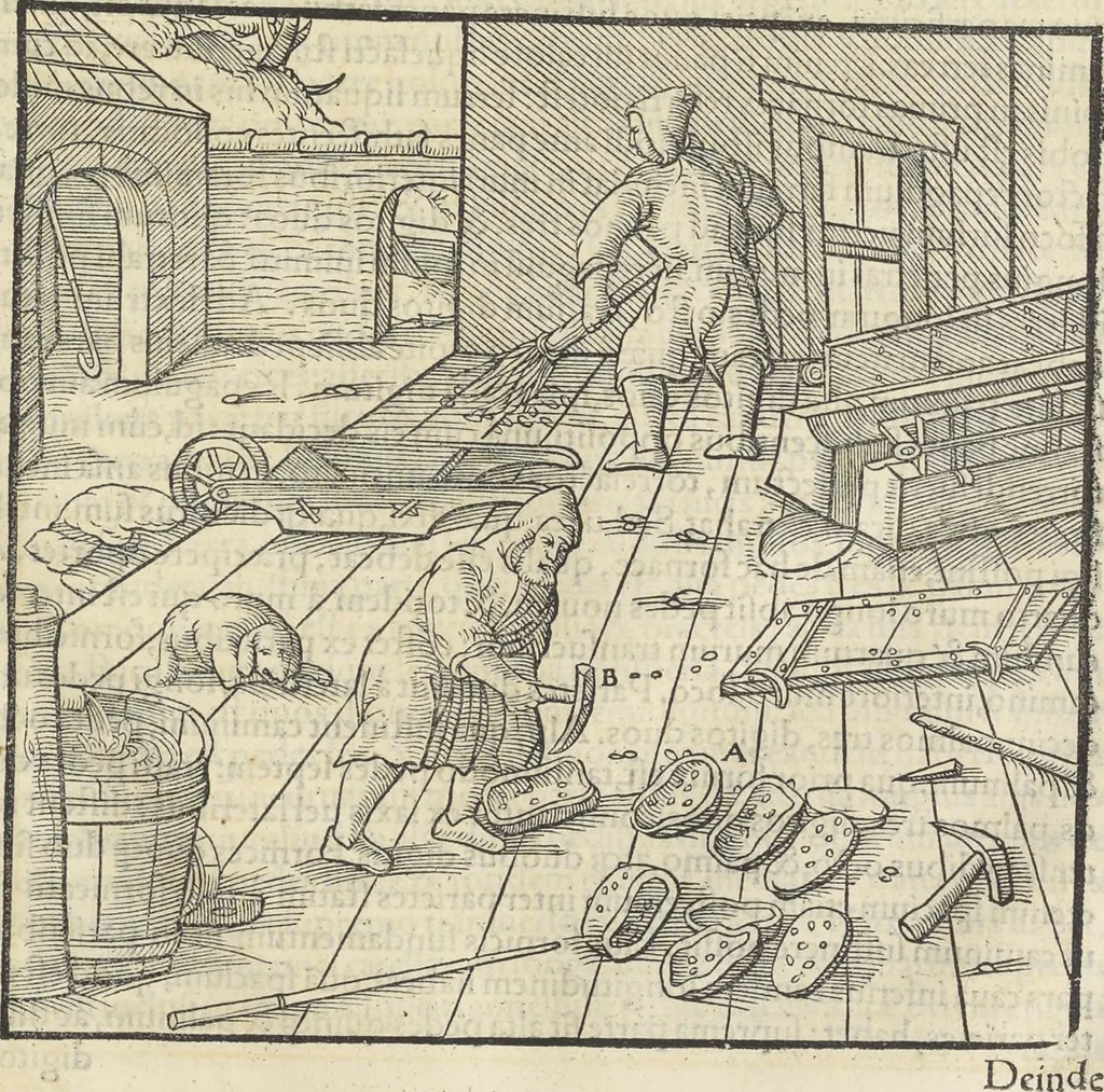 An illustration from Georgii Agricolae De re metallica : libri XII. Quibus officia, instrumenta, machinae, ac omnia deni[que] ad metallicam spectantia, non modo luculentissimè describuntur, sed & per effigies, suis locis infertas, adiunctis latinis, germanicis [que] appellationibus ita ob oculos ponuntur, ut clarius tradi non possint. ; Eiusdem De animantibus subterraneis liber,, 1556, leaf 434