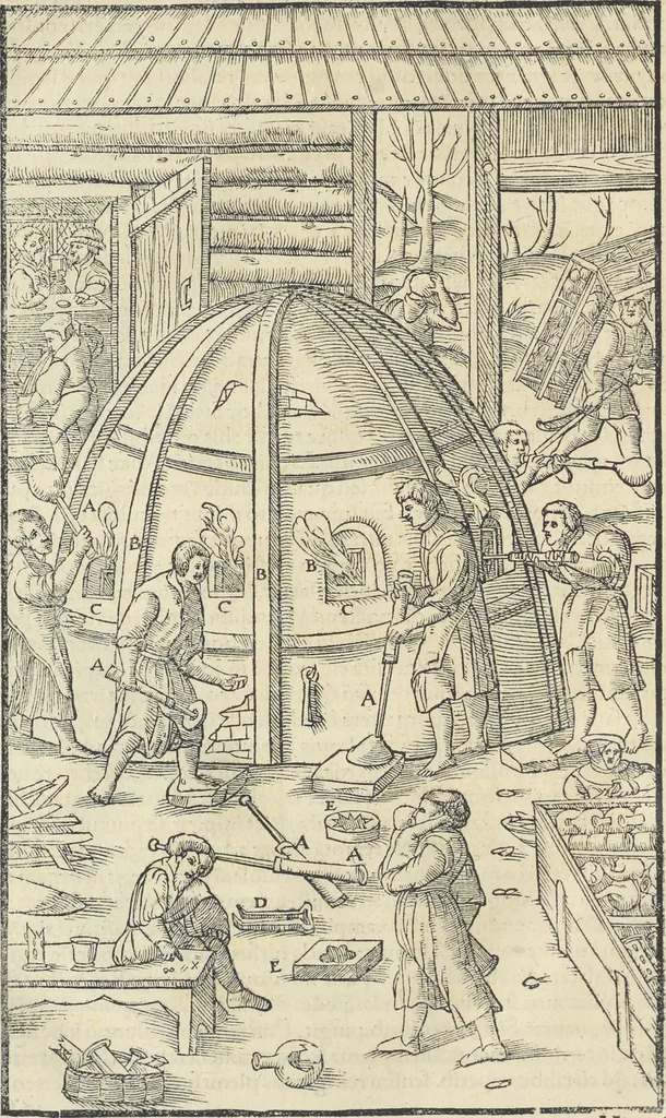 An illustration from Georgii Agricolae De re metallica : libri XII. Quibus officia, instrumenta, machinae, ac omnia deni[que] ad metallicam spectantia, non modo luculentissimè describuntur, sed & per effigies, suis locis infertas, adiunctis latinis, germanicis [que] appellationibus ita ob oculos ponuntur, ut clarius tradi non possint. ; Eiusdem De animantibus subterraneis liber,, 1556, leaf 491