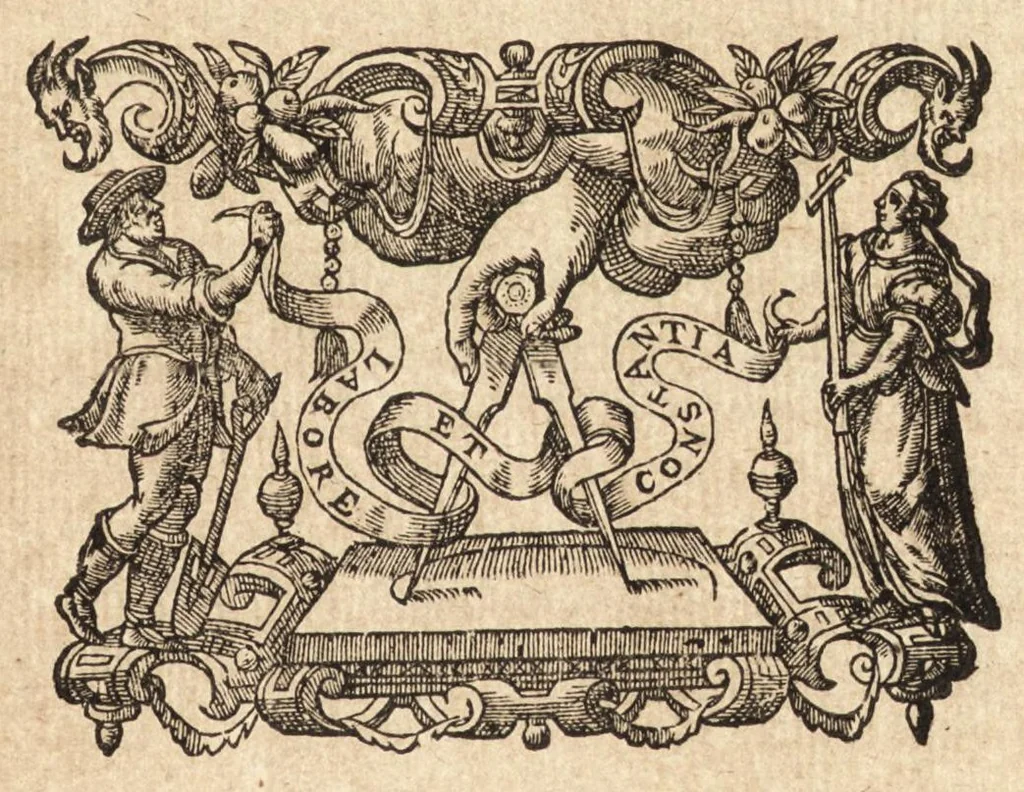 An illustration from Ivsti LipsI epistolica institvtio, 1605, leaf 4