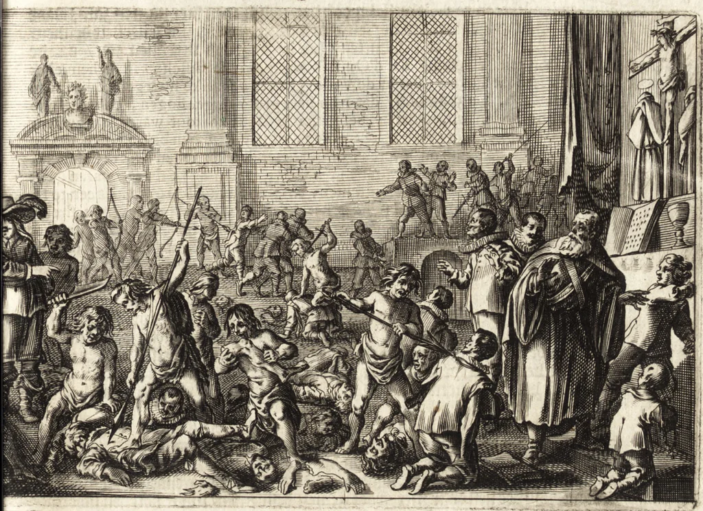 An illustration from Klare en waarachtige beschryving van de leste beroerten en afval der Portugezen in Brasil; daar in d'oorsprong dezer zwarigheden en oorlogen klarelijk vertoont worden, 1652, leaf 44
