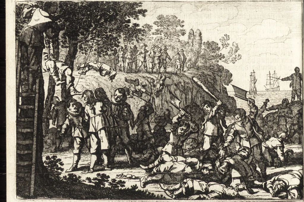 An illustration from Klare en waarachtige beschryving van de leste beroerten en afval der Portugezen in Brasil; daar in d'oorsprong dezer zwarigheden en oorlogen klarelijk vertoont worden, 1652, leaf 55