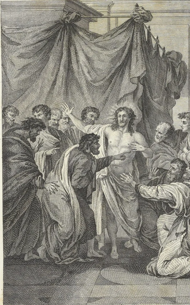 An illustration from Collection de cent-vingt estampes, gravées d'après les tableaux & dessins qui composoient le cabinet de M. Poullain, receveur général des domaines du roi, décédé en 1780 : précédé d'un abrégé historique de la vie des auteurs qui la composent, 1781, leaf 10