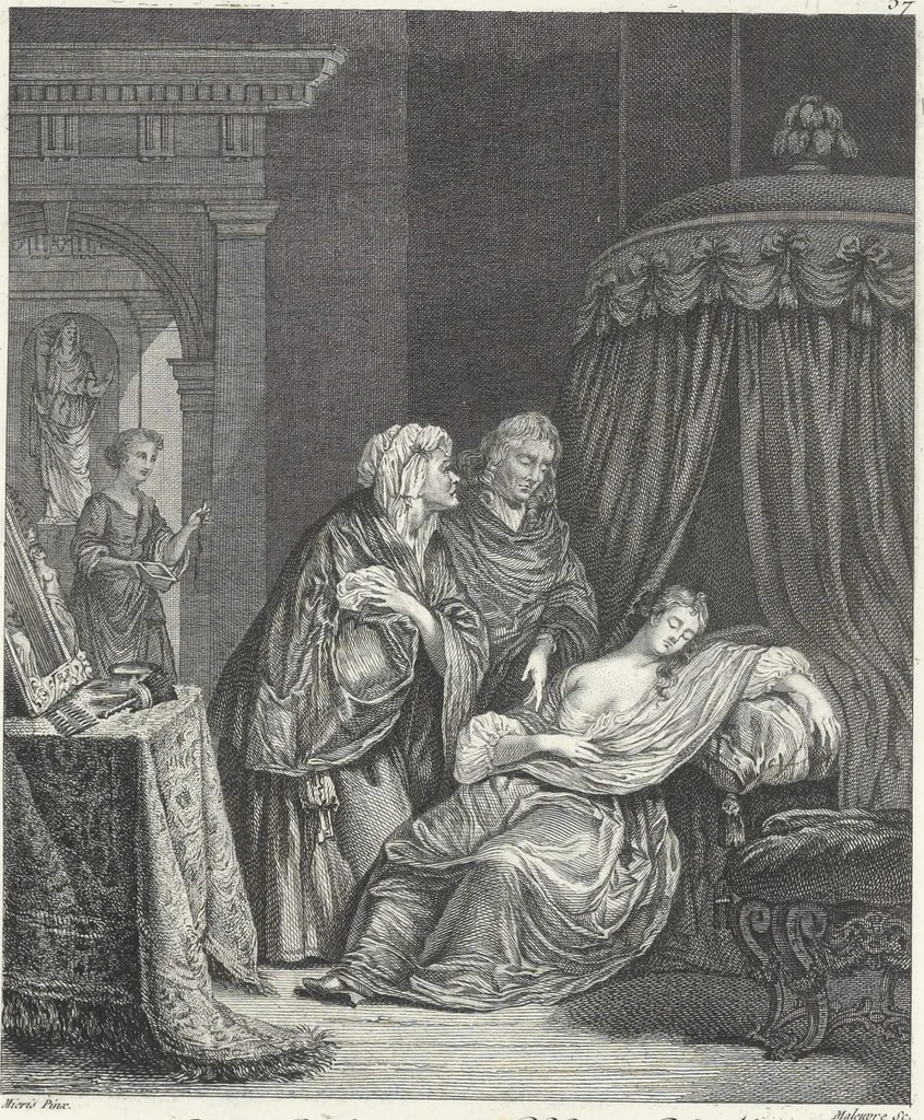 An illustration from Collection de cent-vingt estampes, gravées d'après les tableaux & dessins qui composoient le cabinet de M. Poullain, receveur général des domaines du roi, décédé en 1780 : précédé d'un abrégé historique de la vie des auteurs qui la composent, 1781, leaf 114