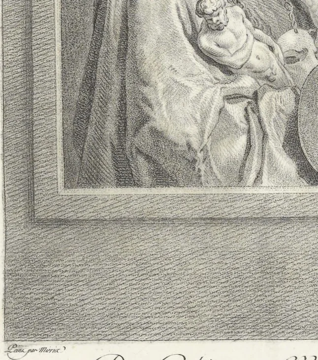 An illustration from Collection de cent-vingt estampes, gravées d'après les tableaux & dessins qui composoient le cabinet de M. Poullain, receveur général des domaines du roi, décédé en 1780 : précédé d'un abrégé historique de la vie des auteurs qui la composent, 1781, leaf 118