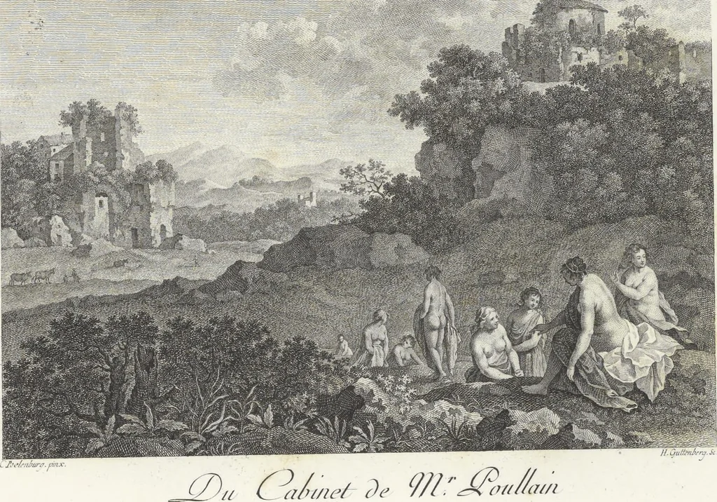 An illustration from Collection de cent-vingt estampes, gravées d'après les tableaux & dessins qui composoient le cabinet de M. Poullain, receveur général des domaines du roi, décédé en 1780 : précédé d'un abrégé historique de la vie des auteurs qui la composent, 1781, leaf 156