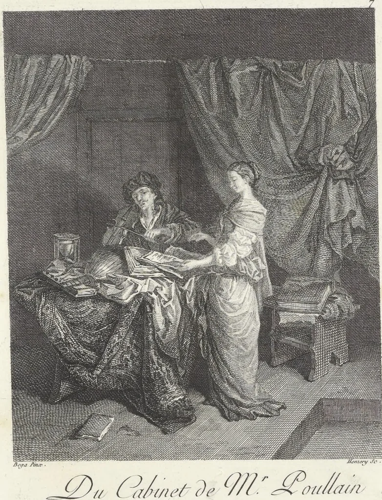 An illustration from Collection de cent-vingt estampes, gravées d'après les tableaux & dessins qui composoient le cabinet de M. Poullain, receveur général des domaines du roi, décédé en 1780 : précédé d'un abrégé historique de la vie des auteurs qui la composent, 1781, leaf 16