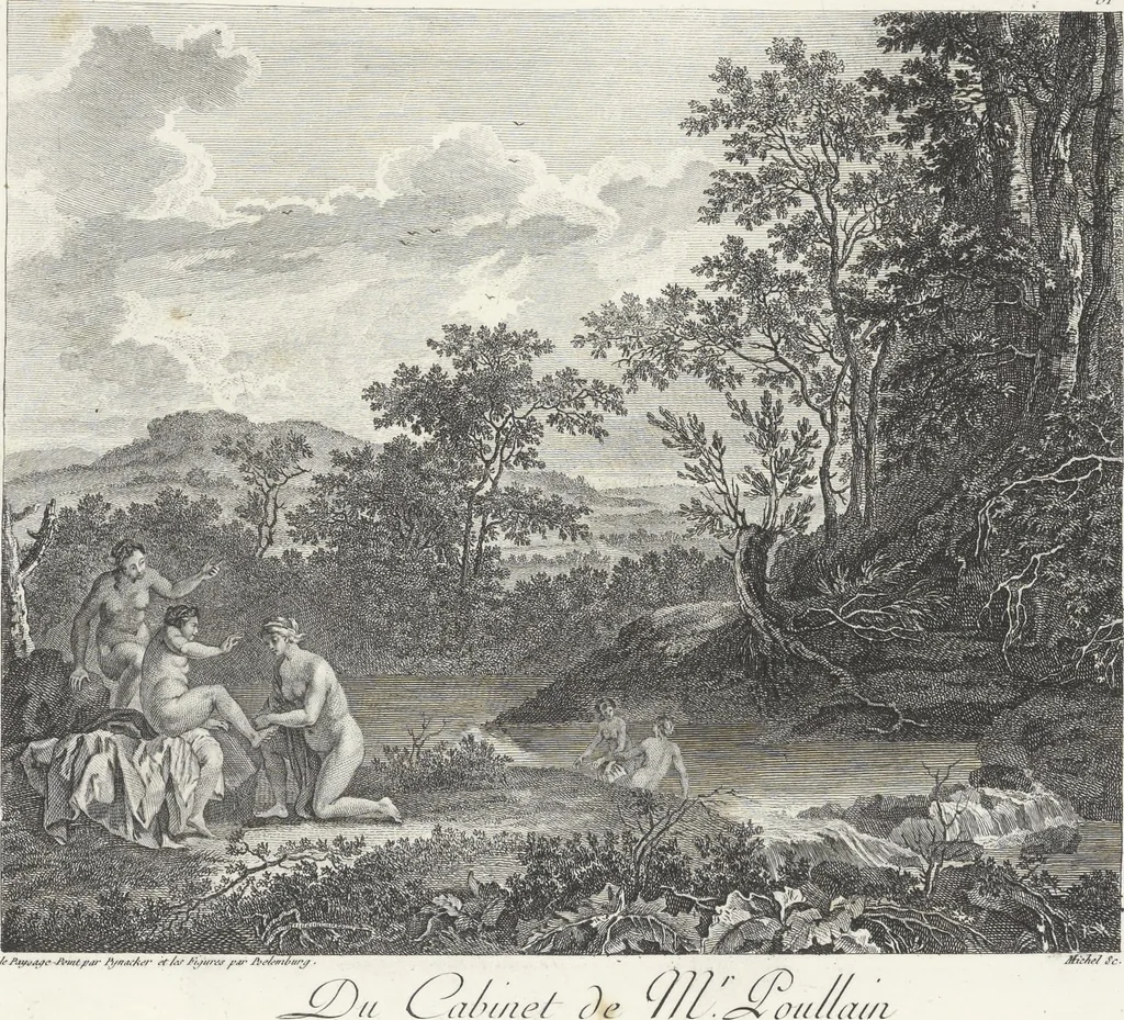 An illustration from Collection de cent-vingt estampes, gravées d'après les tableaux & dessins qui composoient le cabinet de M. Poullain, receveur général des domaines du roi, décédé en 1780 : précédé d'un abrégé historique de la vie des auteurs qui la composent, 1781, leaf 160