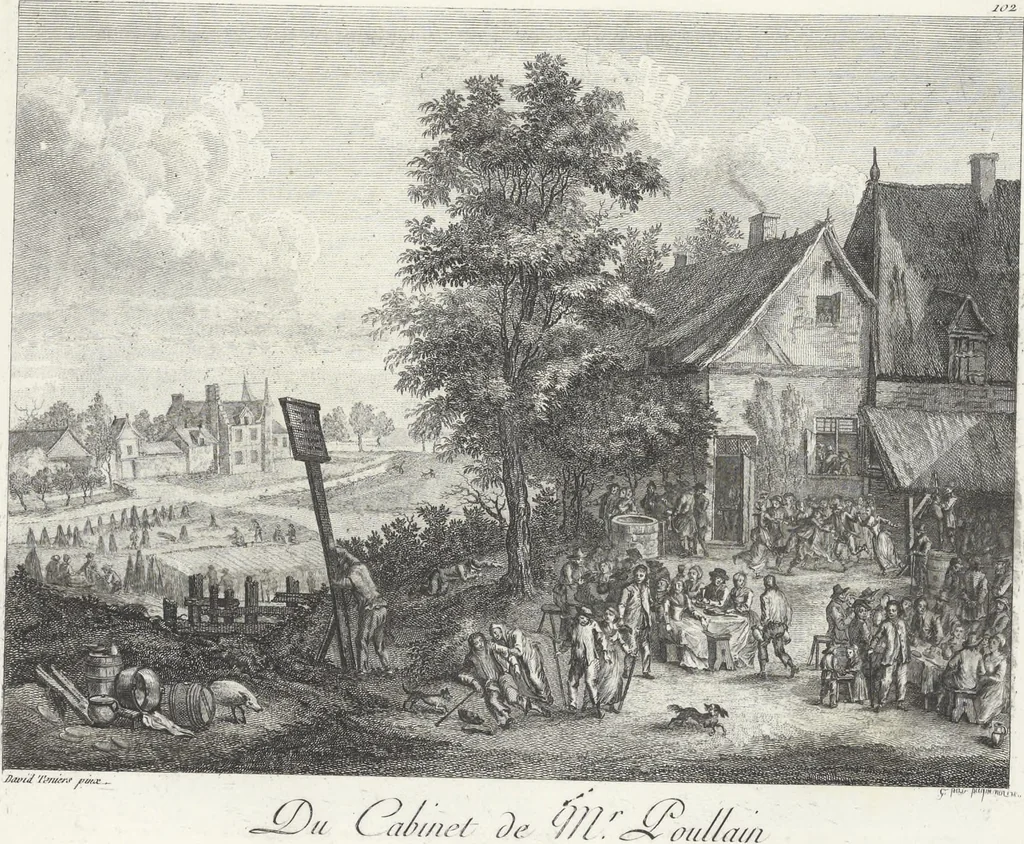 An illustration from Collection de cent-vingt estampes, gravées d'après les tableaux & dessins qui composoient le cabinet de M. Poullain, receveur général des domaines du roi, décédé en 1780 : précédé d'un abrégé historique de la vie des auteurs qui la composent, 1781, leaf 202