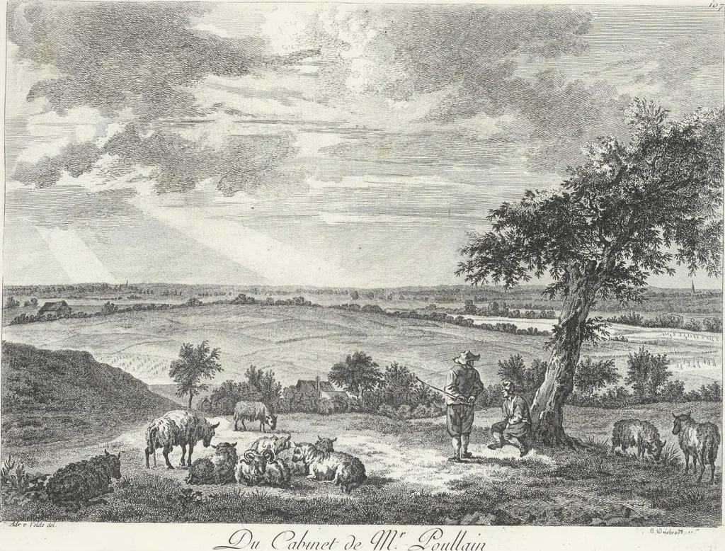 An illustration from Collection de cent-vingt estampes, gravées d'après les tableaux & dessins qui composoient le cabinet de M. Poullain, receveur général des domaines du roi, décédé en 1780 : précédé d'un abrégé historique de la vie des auteurs qui la composent, 1781, leaf 212