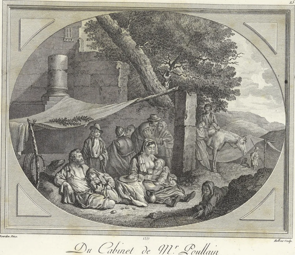An illustration from Collection de cent-vingt estampes, gravées d'après les tableaux & dessins qui composoient le cabinet de M. Poullain, receveur général des domaines du roi, décédé en 1780 : précédé d'un abrégé historique de la vie des auteurs qui la composent, 1781, leaf 32