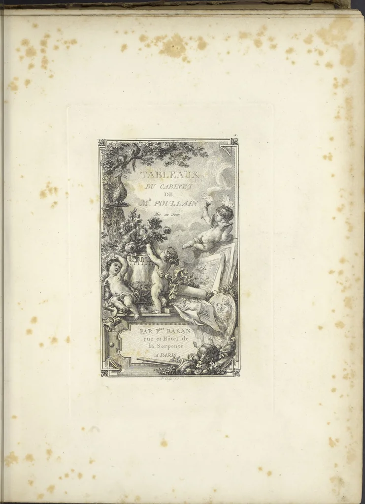 An illustration from Collection de cent-vingt estampes, gravées d'après les tableaux & dessins qui composoient le cabinet de M. Poullain, receveur général des domaines du roi, décédé en 1780 : précédé d'un abrégé historique de la vie des auteurs qui la composent, 1781, leaf 4