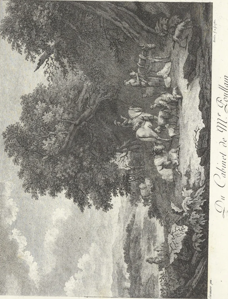 An illustration from Collection de cent-vingt estampes, gravées d'après les tableaux & dessins qui composoient le cabinet de M. Poullain, receveur général des domaines du roi, décédé en 1780 : précédé d'un abrégé historique de la vie des auteurs qui la composent, 1781, leaf 44