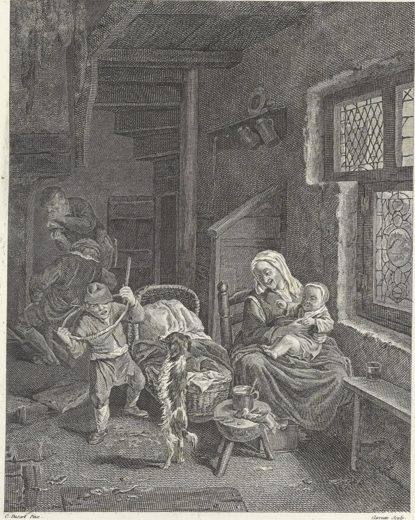 An illustration from Collection de cent-vingt estampes, gravées d'après les tableaux & dessins qui composoient le cabinet de M. Poullain, receveur général des domaines du roi, décédé en 1780 : précédé d'un abrégé historique de la vie des auteurs qui la composent, 1781, leaf 56