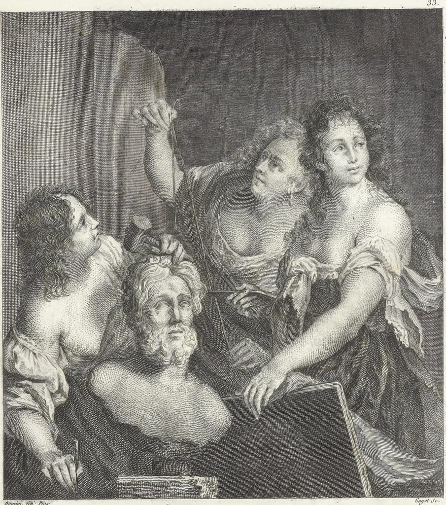 An illustration from Collection de cent-vingt estampes, gravées d'après les tableaux & dessins qui composoient le cabinet de M. Poullain, receveur général des domaines du roi, décédé en 1780 : précédé d'un abrégé historique de la vie des auteurs qui la composent, 1781, leaf 66