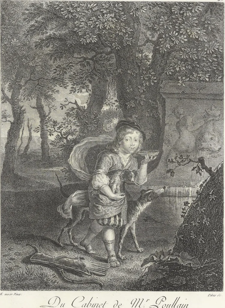 An illustration from Collection de cent-vingt estampes, gravées d'après les tableaux & dessins qui composoient le cabinet de M. Poullain, receveur général des domaines du roi, décédé en 1780 : précédé d'un abrégé historique de la vie des auteurs qui la composent, 1781, leaf 96