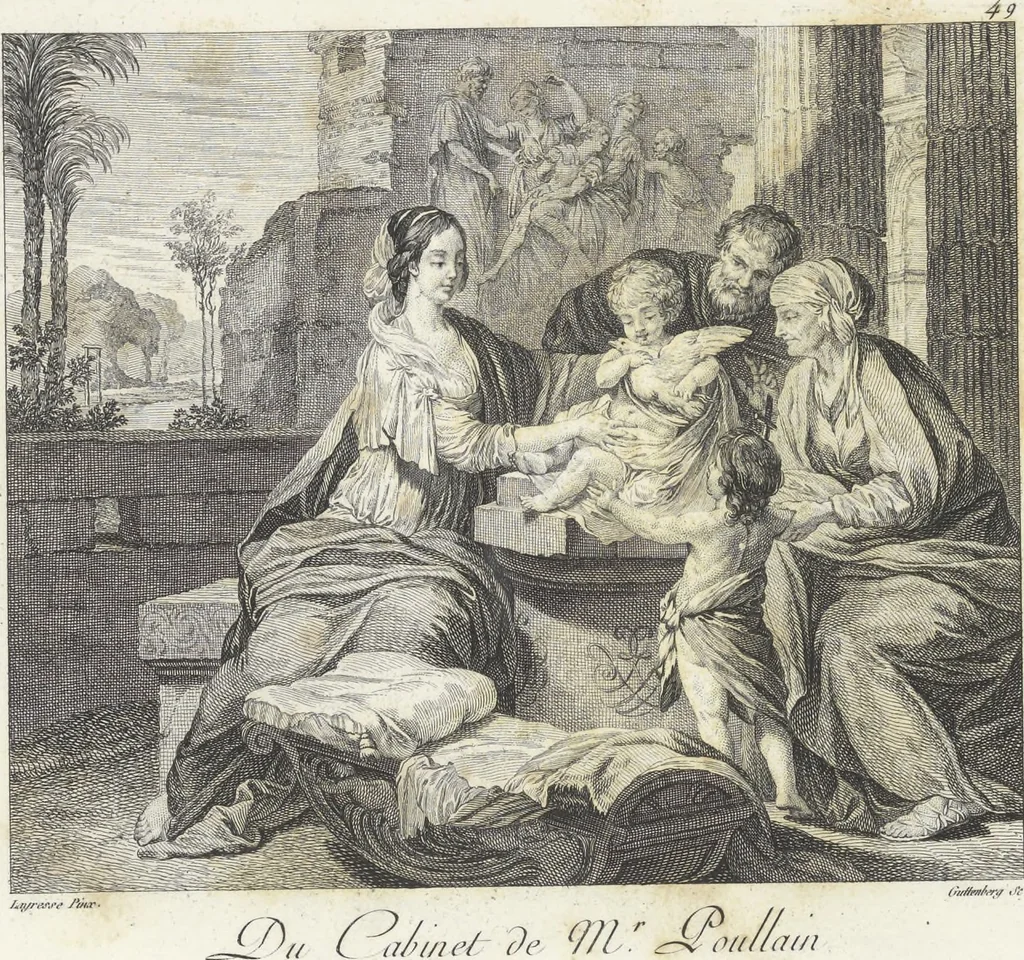 An illustration from Collection de cent-vingt estampes, gravées d'après les tableaux & dessins qui composoient le cabinet de M. Poullain, receveur général des domaines du roi, décédé en 1780 : précédé d'un abrégé historique de la vie des auteurs qui la composent, 1781, leaf 98