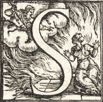 An illustration from Descrittione di tvtta Italia ... nella quale si contiene il sito di essa, l'origine, & le signorie della città, & delle castella, co i nomi antichi & moderni i costumi de populi, le condicioni de paesi, et piv gli hvomini famosi che l'hanno illustrata, i monti, i laghi, i fiumi, le fontane, i bagni, le minere, con tutti l'opre marauigliose in lei dalla natura prodotte, 1550, leaf 965
