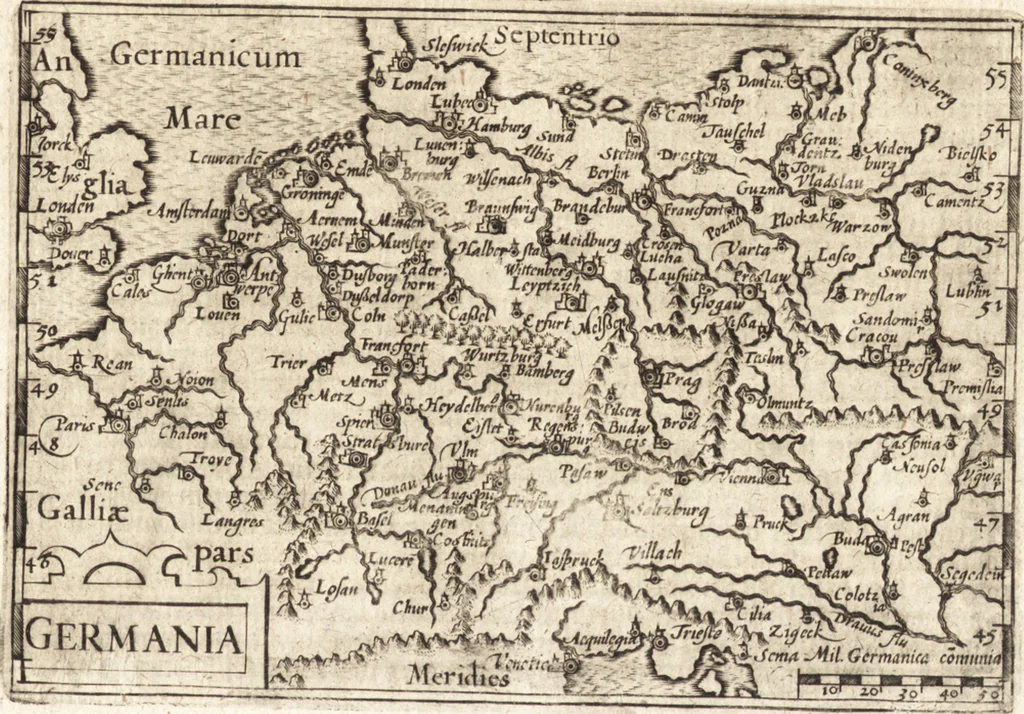 An illustration from Hand-boeck, of Cort begrijp der caerten ende beschryvinghen van alle landen des werelds, 1609, leaf 172