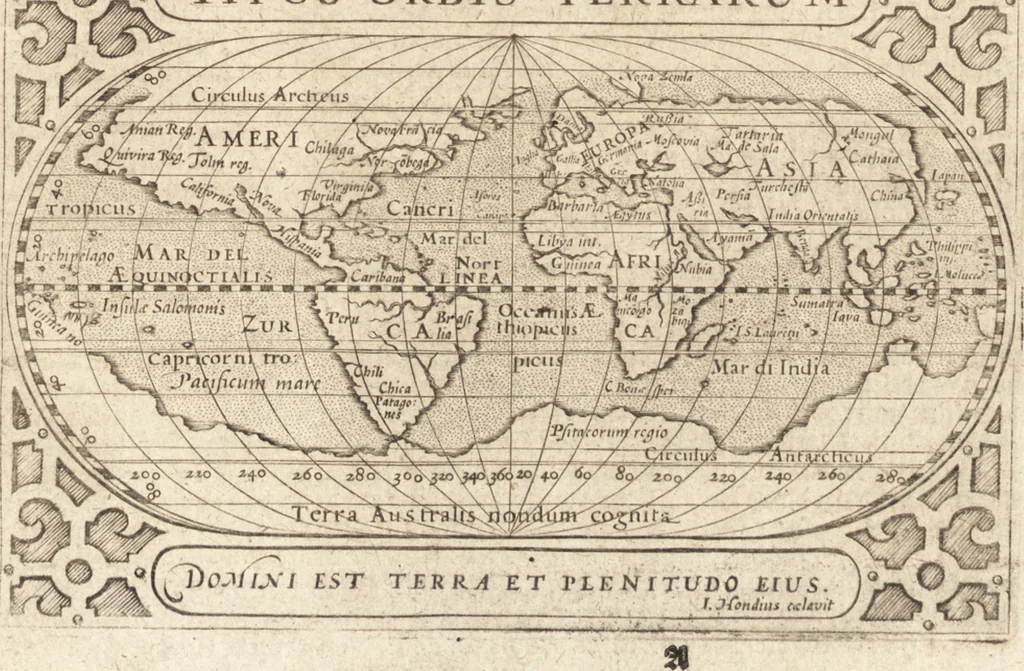 An illustration from Hand-boeck, of Cort begrijp der caerten ende beschryvinghen van alle landen des werelds, 1609, leaf 18
