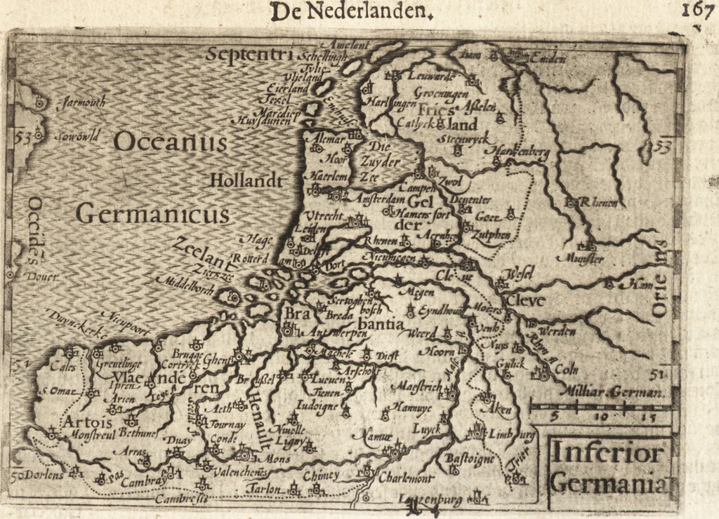 An illustration from Hand-boeck, of Cort begrijp der caerten ende beschryvinghen van alle landen des werelds, 1609, leaf 184