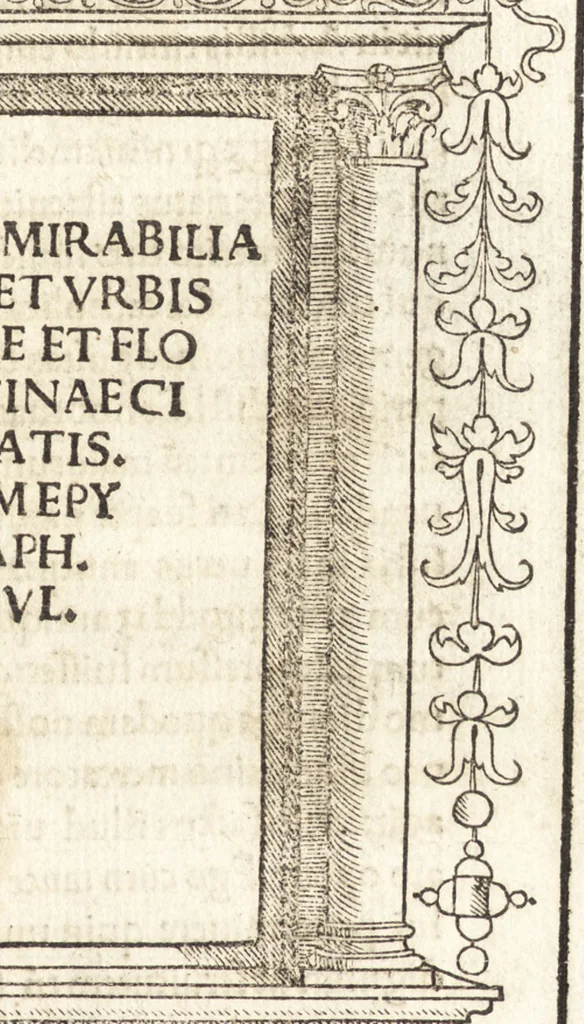 An illustration from Septem mirabilia orbis et vrbis Romae et Florentinae civitatis : cvm epytaph. pvl, 1510, leaf 10