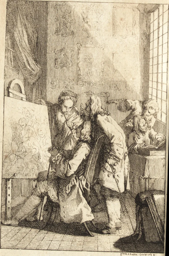An illustration from Lettre à un amateur de la peinture avec des eclaircissements historiques sur un cabinet et les auteurs des tableaux qui le composent : ouvrage entremêlé de digressions sur la vie de plusieurs peintres modernes, 1755, leaf 9