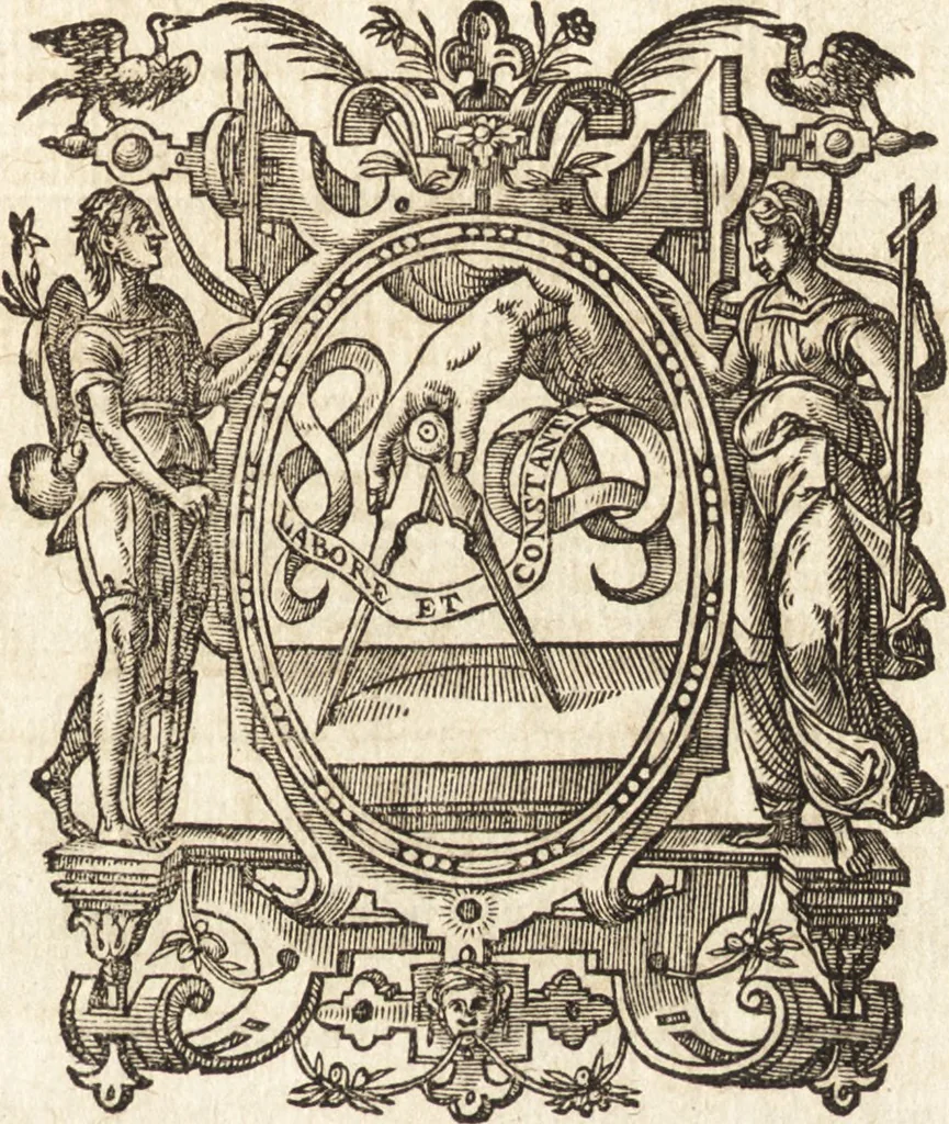 An illustration from Ivsti LipsI Opera omnia qvæ ad criticam proprie spectant : postremùm ab ipso aucta, correcta, digesta : quorum omnium index & ordo post præfationem, 1611, leaf 684
