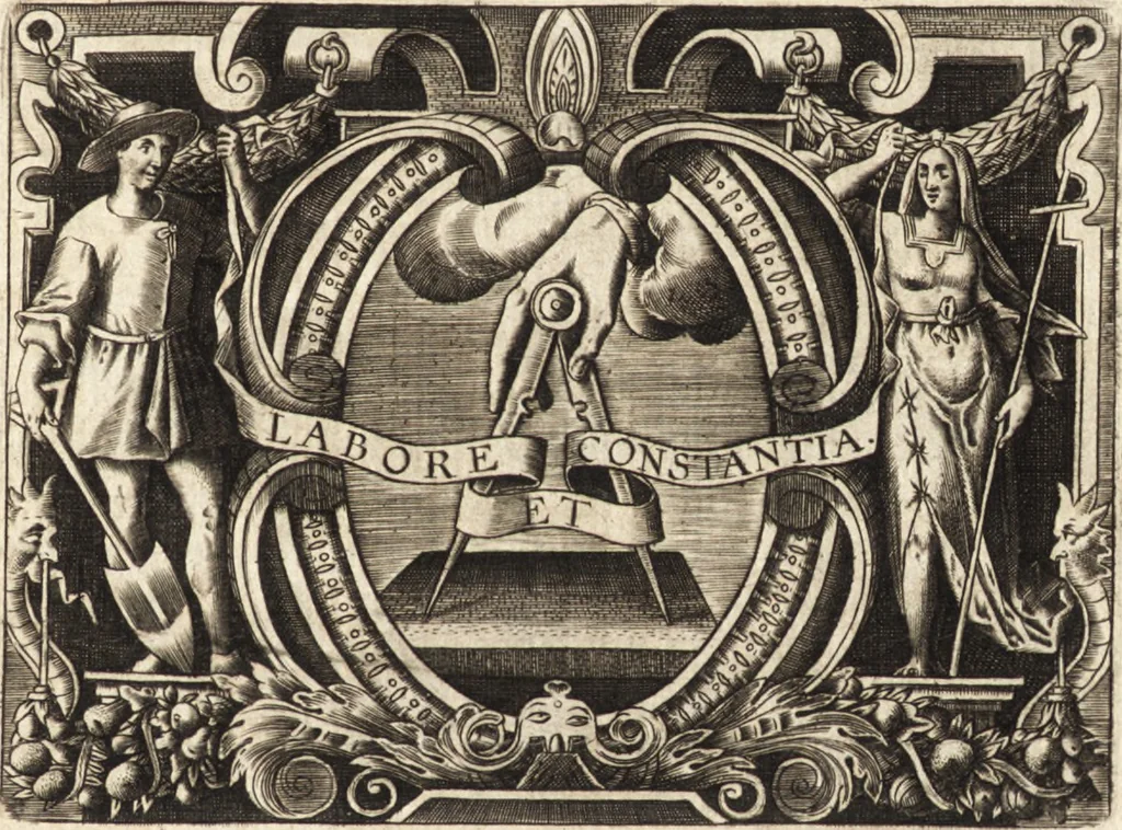 An illustration from Ivsti LipsI Opera omnia qvæ ad criticam proprie spectant : postremùm ab ipso aucta, correcta, digesta : quorum omnium index & ordo post præfationem, 1611, leaf 8