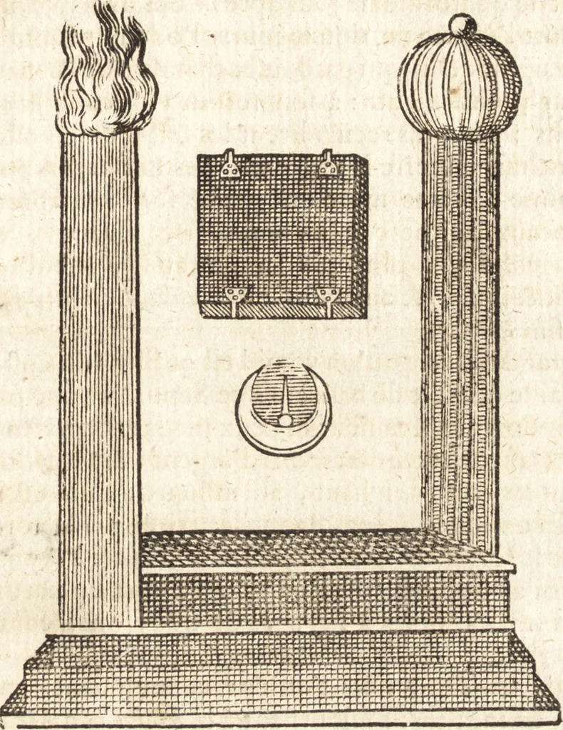 An illustration from Le pieux pelerin, ou Voyage de Ierusalem. Divisé en trois livres, contenans la description topographique de plusieurs royaumes, pais, villes, nations estrangeres, nommément des quatorze religions orientales... Ioinct un discours de l'Alcoran, et un traicté de la cité de Ierusalem, et de tous les saincts lieux de la Palestine, 1666, leaf 260