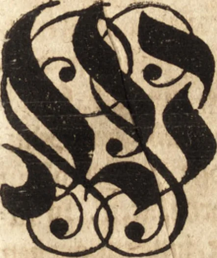 An illustration from Joh. Frieder. Christen, Professoris bey der Universität zu Leipzig, Anzeige und Auslegung der Monogrammatum : einzeln und verzogenen Anfangsbuchstaben der Nahmen, auch anderer Züge und Zeichen, unter welchen berühmte Mahler, Kupferstecher, und andere dergleichen Künstler, aus ihren Wercken sich verborgen haben : alles aus gutem Grunde und aus den ersten Wercken selbst, ietzt von neuem genommen, 1747, leaf 20