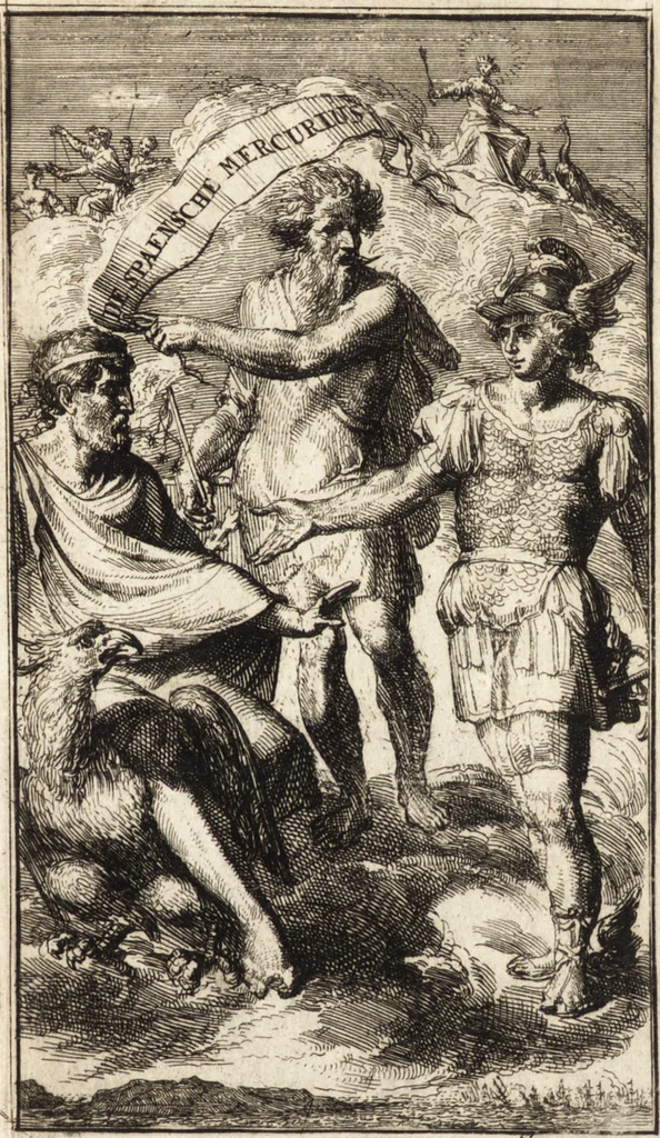 An illustration from De Spaensche Mercurius : verhandelende eenige onderlinge belangen van die kroon aenmerckelijcke bysonderheden, voor-vallen, en andere eygenschappen : met schoone koopere platen der geschiedenissen verciert : zijnde van de Reysende Mercurius het tweede deel, 1674, leaf 4
