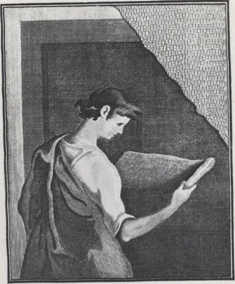 An illustration from Painting illustrated in three diallogues : containing some choice observations upon the art, together with the lives of the most eminent painters, from Cimabue, to the time of Raphael and Michel Angelo : with an explanation of the difficult terms, 1685, leaf 1