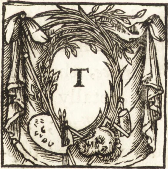 An illustration from Painting illustrated in three diallogues : containing some choice observations upon the art, together with the lives of the most eminent painters, from Cimabue, to the time of Raphael and Michel Angelo : with an explanation of the difficult terms, 1685, leaf 172