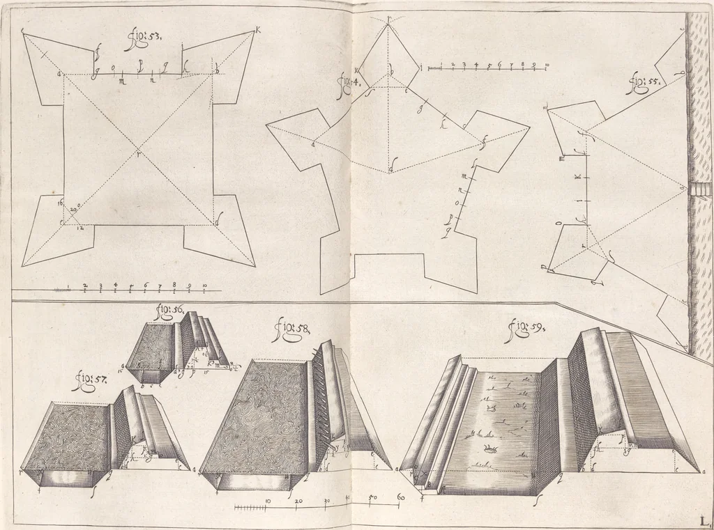 An illustration from Architectura militaris nova et aucta, oder, Newe vermehrte Fortification von regular Vestungen, von irregular Vestungen vnd Aussen wercken, von Praxi offensiva vnd defensiva : auff die neweste Niederländische Praxin gerichtet vnd beschrieben, 1665, leaf 150