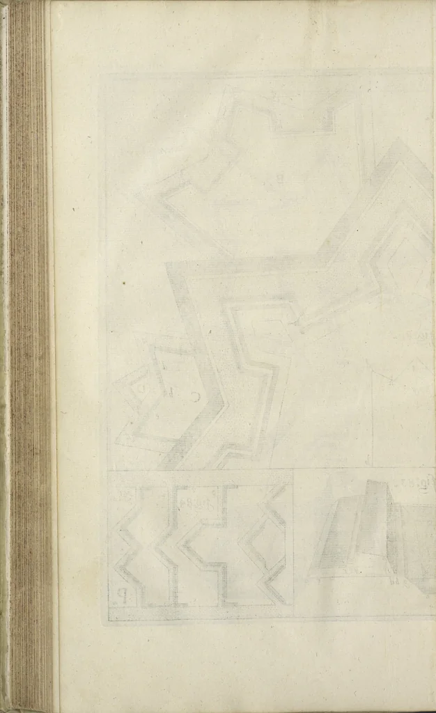 An illustration from Architectura militaris nova et aucta, oder, Newe vermehrte Fortification von regular Vestungen, von irregular Vestungen vnd Aussen wercken, von Praxi offensiva vnd defensiva : auff die neweste Niederländische Praxin gerichtet vnd beschrieben, 1665, leaf 197