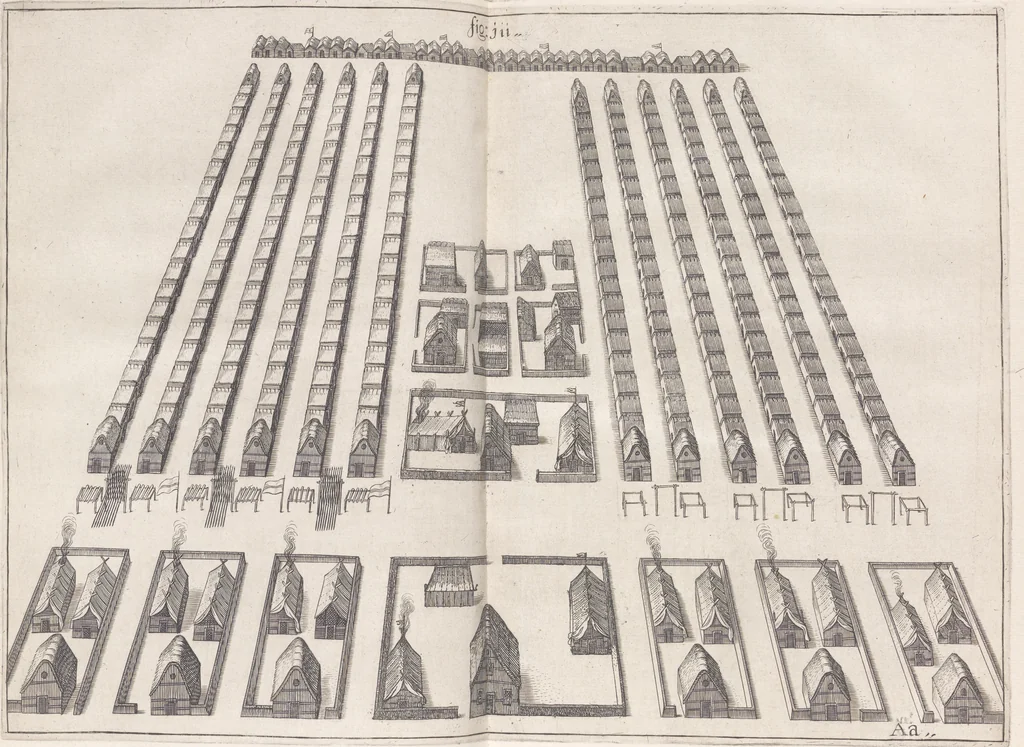 An illustration from Architectura militaris nova et aucta, oder, Newe vermehrte Fortification von regular Vestungen, von irregular Vestungen vnd Aussen wercken, von Praxi offensiva vnd defensiva : auff die neweste Niederländische Praxin gerichtet vnd beschrieben, 1665, leaf 268