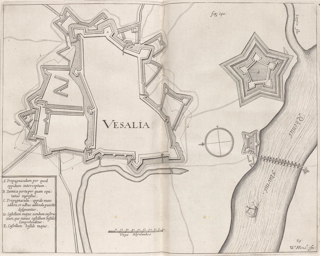 An illustration from Architectura militaris nova et aucta, oder, Newe vermehrte Fortification von regular Vestungen, von irregular Vestungen vnd Aussen wercken, von Praxi offensiva vnd defensiva : auff die neweste Niederländische Praxin gerichtet vnd beschrieben, 1665, leaf 316