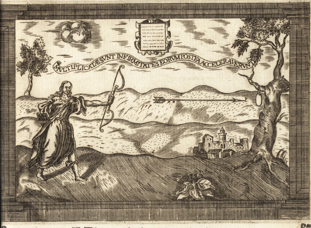 An illustration from Llanto del occidente en el ocaso del mas claro sol de las Españas : funebres demostraciones, que hizo, pyra real, que erigio en las exequias del rey N. Señor D. Felipe IIII. el Grande ..., 1666, leaf 128