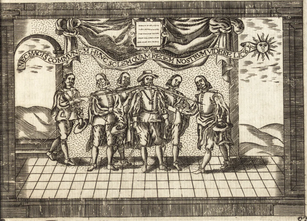 An illustration from Llanto del occidente en el ocaso del mas claro sol de las Españas : funebres demostraciones, que hizo, pyra real, que erigio en las exequias del rey N. Señor D. Felipe IIII. el Grande ..., 1666, leaf 174