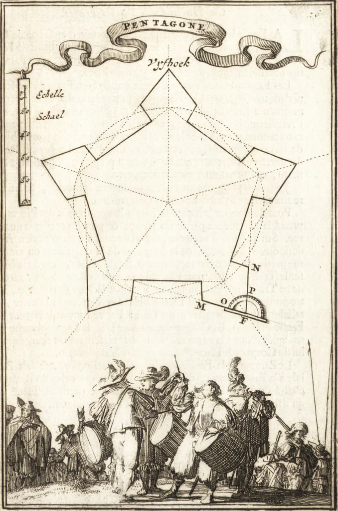 An illustration from Les travaux de Mars, ou, L'art de la guerre : divisé en trois parties ... : avec un ample détail de la milice des Turcs, tant pour l'attaque que pour la deffence : ouvrage enrichi de plus de quatre cens planches gravées en taille-douce, 1684, leaf 118