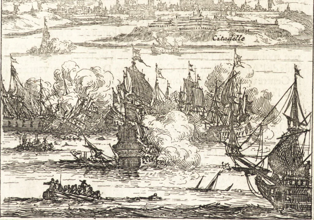 An illustration from Les travaux de Mars, ou, L'art de la guerre : divisé en trois parties ... : avec un ample détail de la milice des Turcs, tant pour l'attaque que pour la deffence : ouvrage enrichi de plus de quatre cens planches gravées en taille-douce, 1684, leaf 166